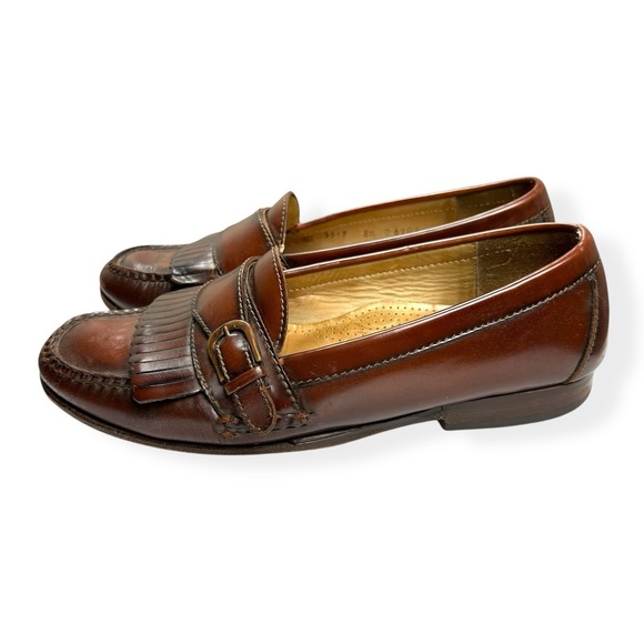 Cole Haan Loafers Mens 8.5 Shoes Kiltie Buckle Classic Brown Leather Dress Strap - Picture 5 of 13